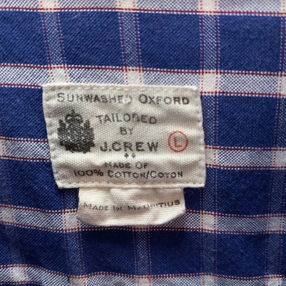 J.Crew Plaid Sunwashed Oxford Tailored Large Blue Business Casual Shirt Office - Picture 16 of 16